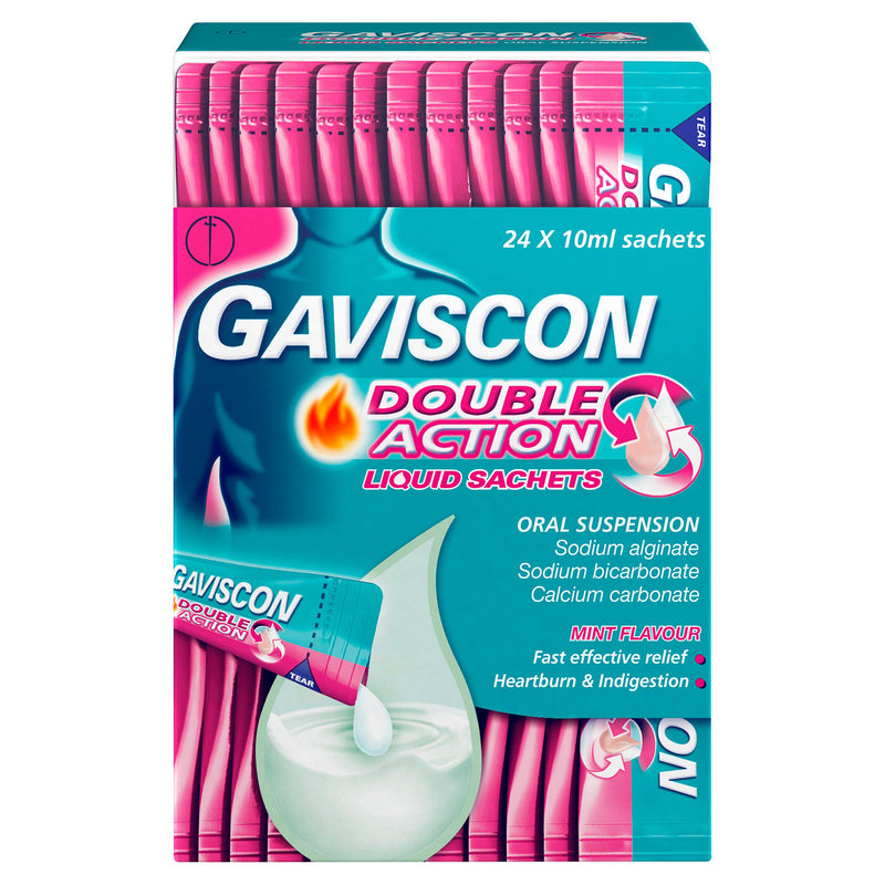 Gaviscon Double Action Mint sachets 24x10ml (British brand)