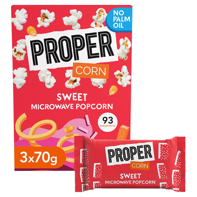 Propercorn sweet microwave popcorn 3x70g (British brand)