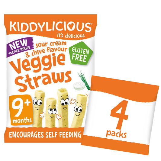 Kiddylicious Sour Cream & Chive Flavour Veggie Straws 4x12g GOODS Sainsburys   