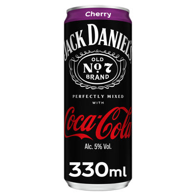 Sainsburys Jack Daniel's Coca-Cola Cherry Alcoholic Mixed Drink 330ml Can- Buy online at McGrocer