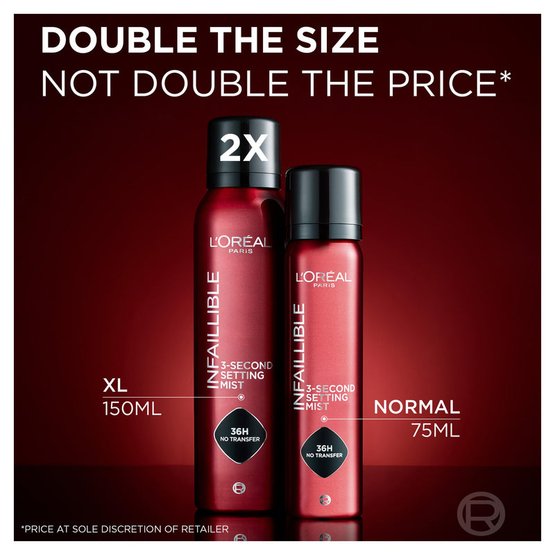 L'Oreal Paris Infallible setting spray mist 150ml XL (British brand)
