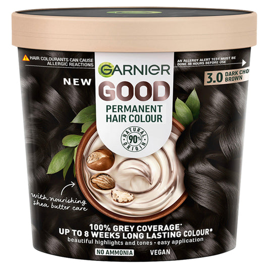 Garnier Good Permanent No Amonia Formula 100% Grey Coverage 3.0 Dark Chocolate Brown Hair Dye GOODS Sainsburys   