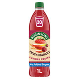 Sainsburys Robinsons Fruit & Barley Summer Fruits Squash No Added Sugar 1L- Buy online at McGrocer