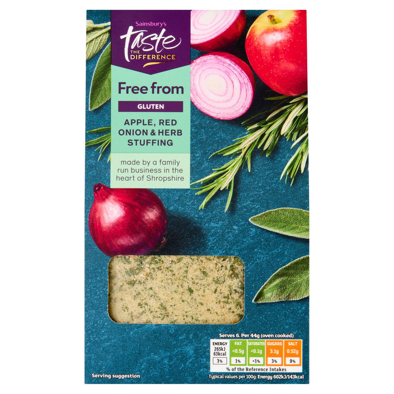 Sainsbury's Free From apple onion herb stuffing mix 110g, imported from the UK