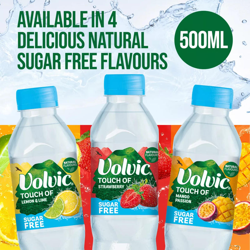 Volvic Touch of Fruit Sugar Free Strawberry flavoured water 6x500ml, imported from the UK