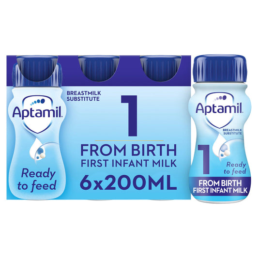 Aptamil 1 First Baby Milk Formula Liquid From Birth Multipack Ready To Feed 6x200ml GOODS Sainsburys   