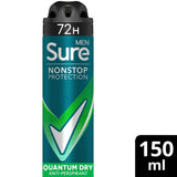 Sainsburys Sure Men Quantum Dry 72h Nonstop Protection Antiperspirant Deodorant 150ml- Buy online at McGrocer