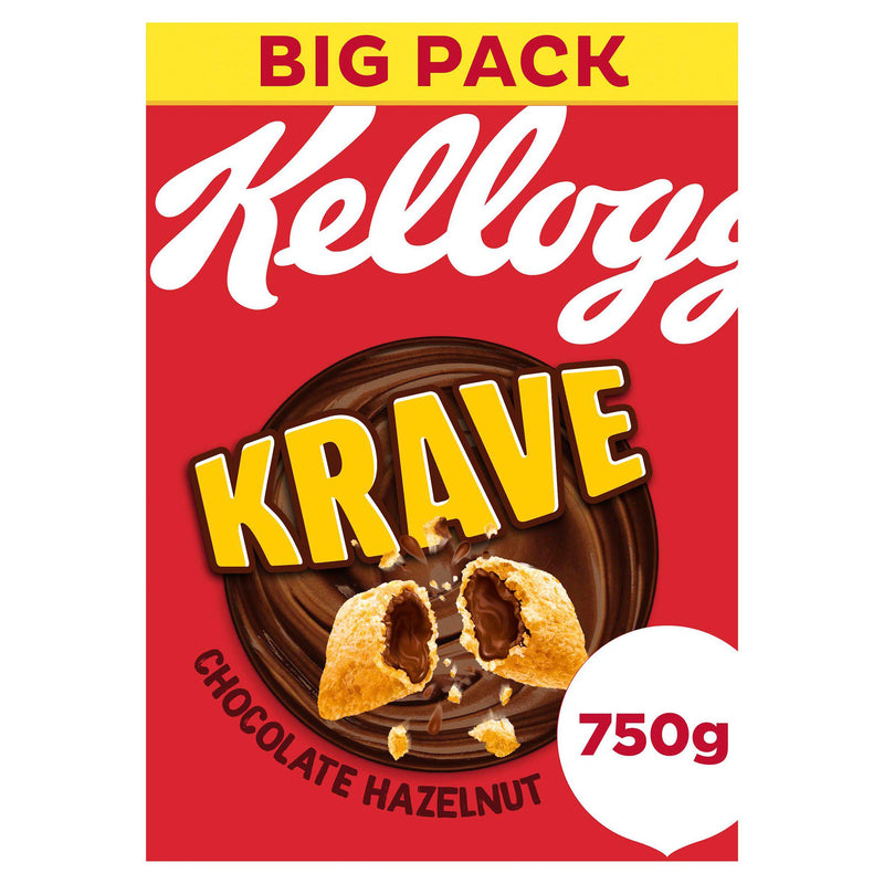 Kellogg's Krave Chocolate Hazelnut breakfast cereal 750g - British product