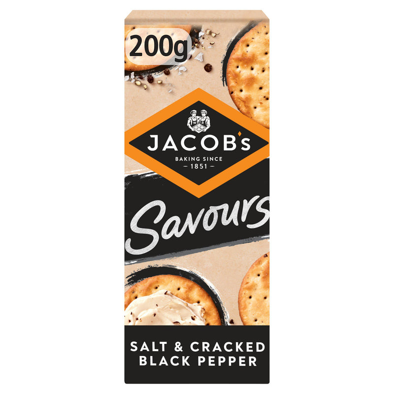Jacob's Savours salt and black pepper crackers 200g (British brand)
