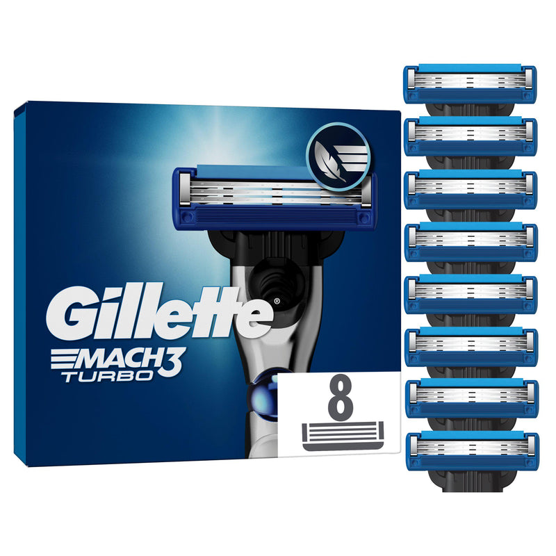 Gillette Mach 3 Turbo razor blades x8, imported from the UK