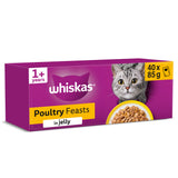 Sainsburys Whiskas 1+ Poultry Feasts in Jelly Adult Wet Cat Food Pouches 40 x 85g- Buy online at McGrocer