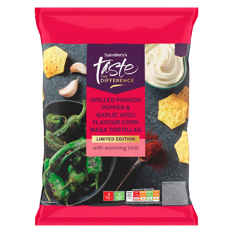 Sainsbury's Padron Pepper & Garlic Aioli tortilla chips 150g - British product