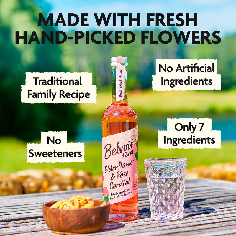 Belvoir Farm Elderflower & Rose Cordial 500ml - British product