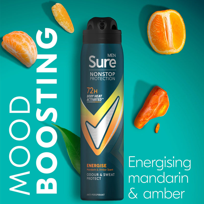 Sure Men Nonstop antiperspirant deodorant energise 250ml, UK version
