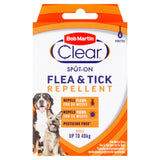 Bob Martin Clear spot-on flea and tick repellent pipettes 6x1.5ml, UK version