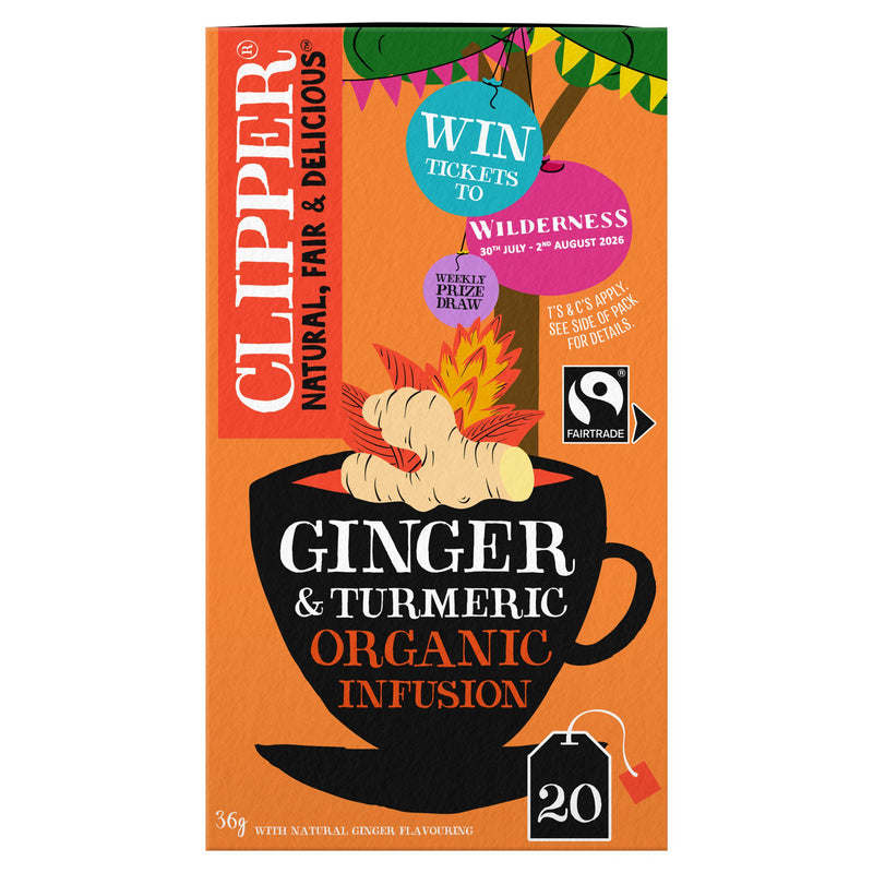 Clipper organic ginger and turmeric tea bags 20 pack - British product