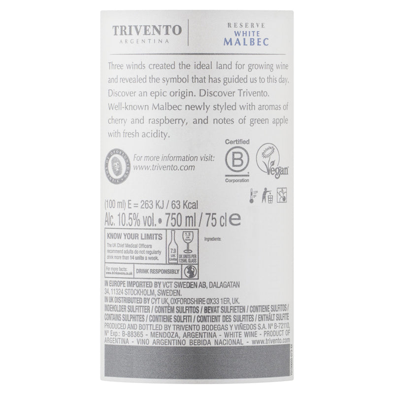 Trivento Reserve White Malbec Wine 75cl (British brand)