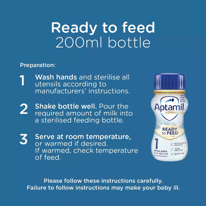 Aptamil Advanced 1 baby formula 200ml, imported from the UK