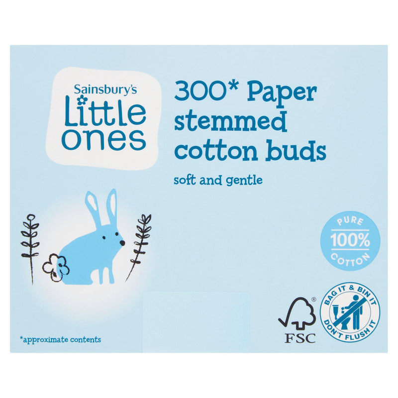 Sainsbury's Little Ones cotton buds paper stemmed 300 pack - British product