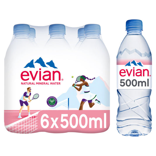 Evian Natural Bottled Mineral Still Water 6x500ml GOODS Sainsburys   
