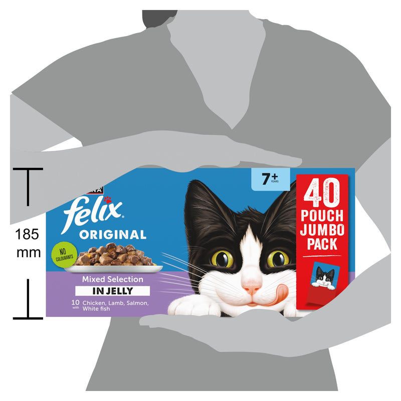 Felix Senior 7+ Mixed Selection wet cat food 40x85g, imported from the UK