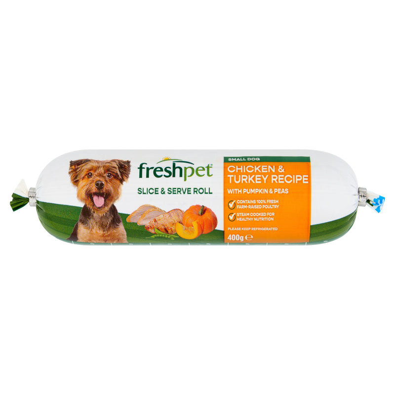 Freshpet Small Dog Food Chicken Turkey Pumpkin Peas 400g - British product