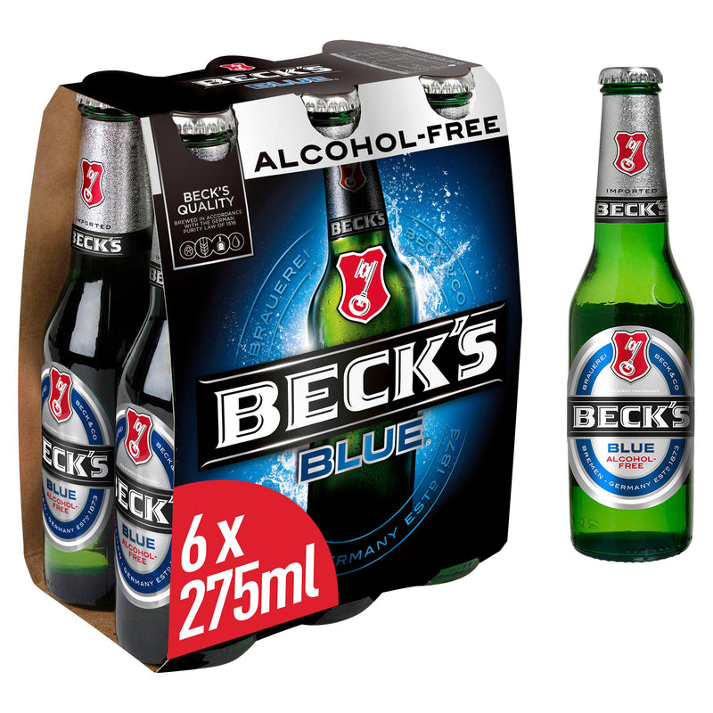 Beck's Blue 0.0% alcohol-free beer 275ml bottles x6 - British product