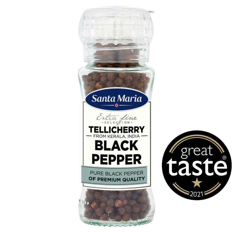 Santa Maria brand Tellicherry extra bold black pepper (British brand)