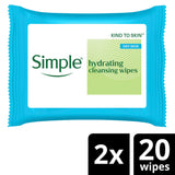 Sainsburys Simple Kind to Skin Micellar Biodegradable Waterproof Makeup Remover Cleansing Facial Wipes 2 x 20- Buy online at McGrocer