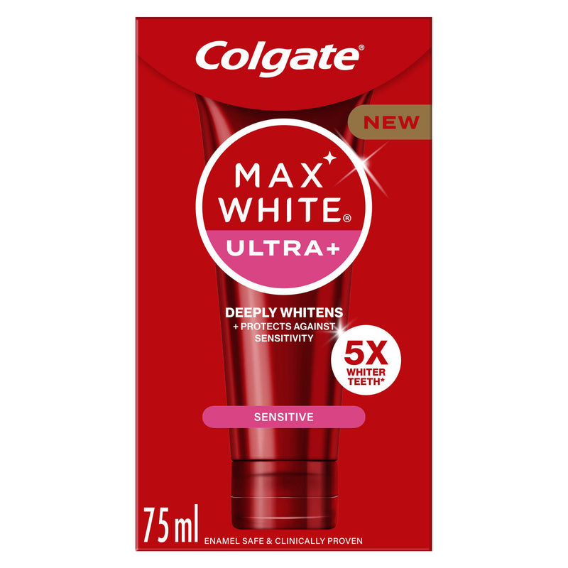 Colgate toothpaste Max White Ultra Plus Sensitive 75ml, imported from the UK