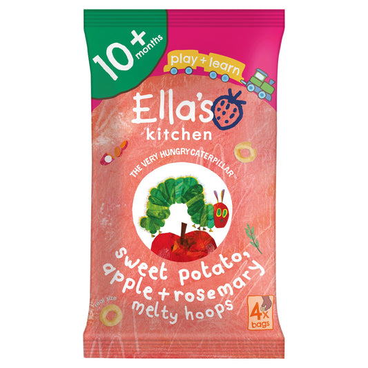 Ella's Kitchen Organic Sweet Potato &  Apple Melty Hoops Baby Snack 10+ Months 4x9g