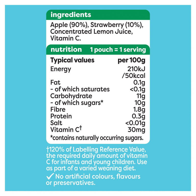 Heinz baby food apple strawberry puree pouch 100g, UK version