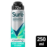 Sainsburys Sure Men Nonstop Protection Iced Lemon & Sage Antiperspirant Deodorant Spray 250ml- Buy online at McGrocer