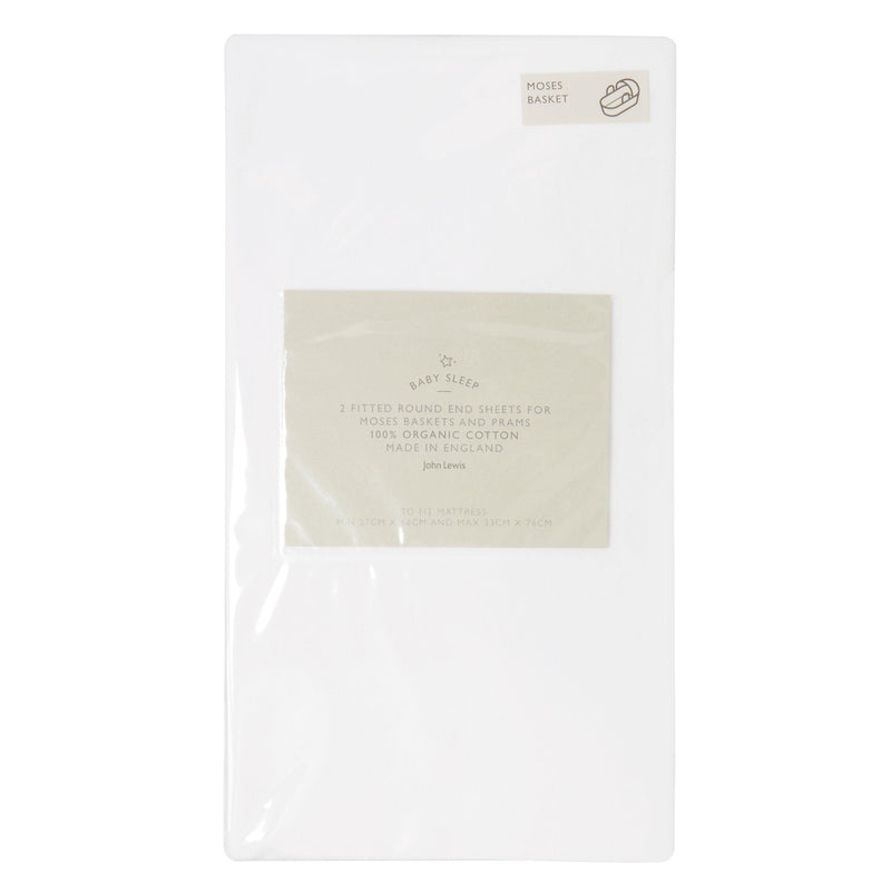 John Lewis organic cotton Moses basket sheet 33x76cm, UK version