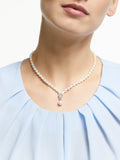 Lido white freshwater pearl knot drop collar necklace 40cm (British brand)