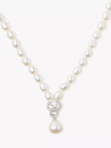 John Lewis Lido Freshwater Rice Pearl Knot Swirl Drop Collar Necklace, White- Buy online at McGrocer