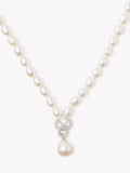 Lido white freshwater pearl knot drop collar necklace 40cm (British brand)