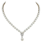 Lido white freshwater pearl knot drop collar necklace 40cm (British brand)