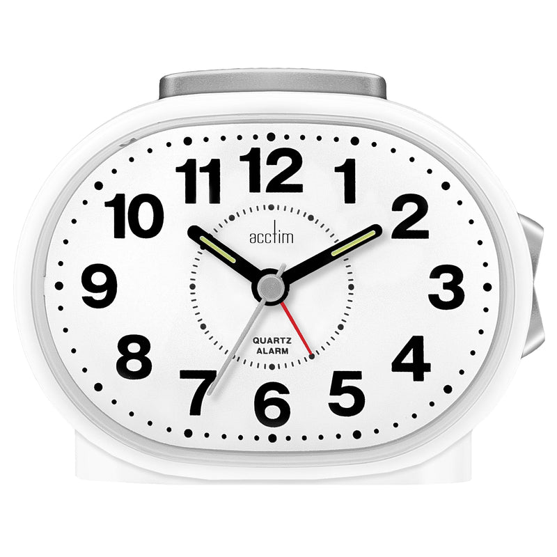 Acctim Lila alarm clock white plastic, imported from the UK