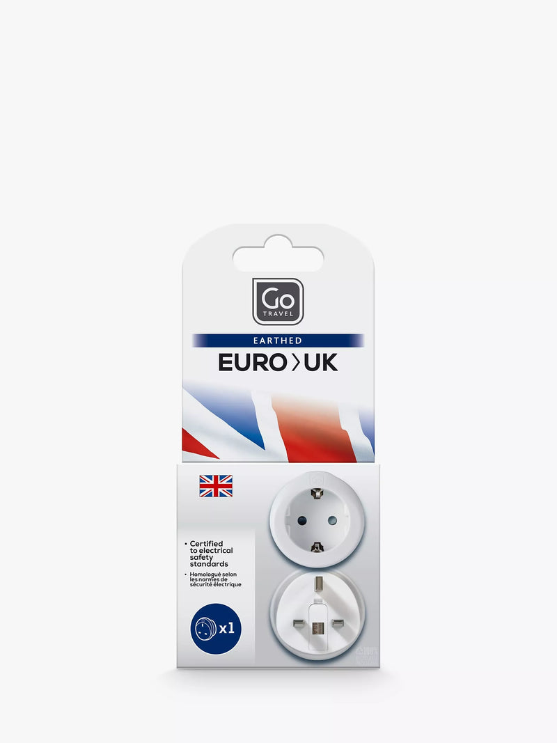 Go Travel EU to UK adaptor white, UK version