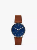 Skagen Signatur brown leather strap watch with blue dial 40mm, imported from the UK