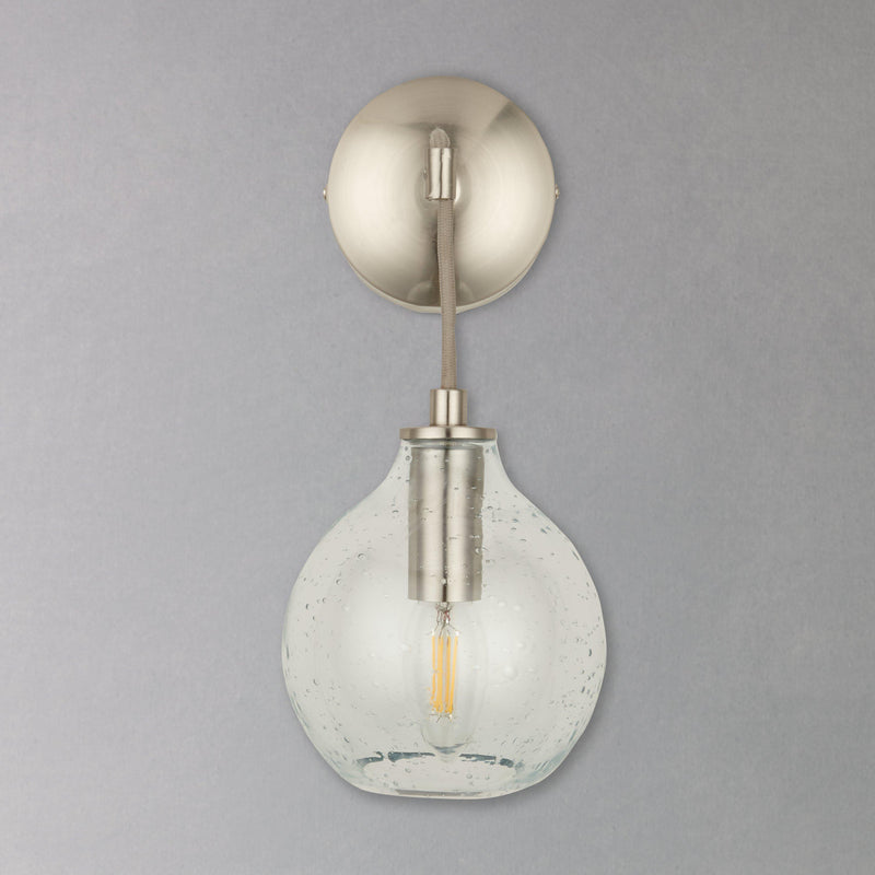 John Lewis Selsey hand-blown blue glass wall light, imported from the UK