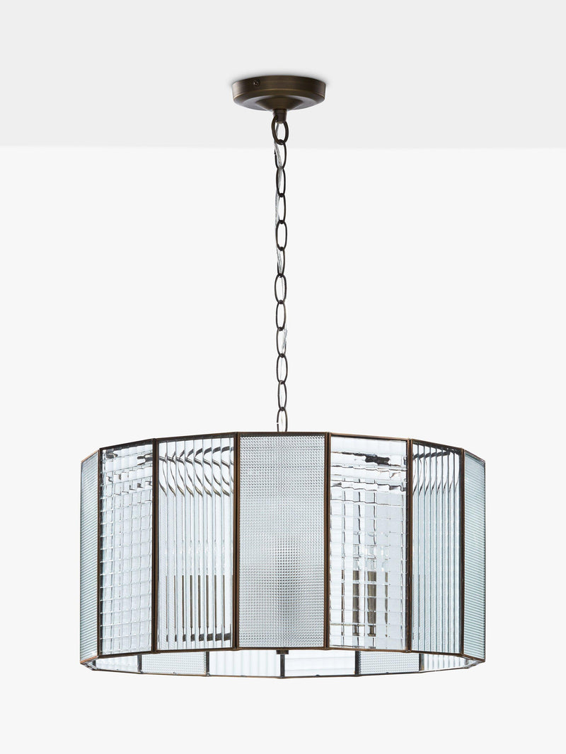 John Lewis Rhea ceiling pendant antique brass 3-light, imported from the UK