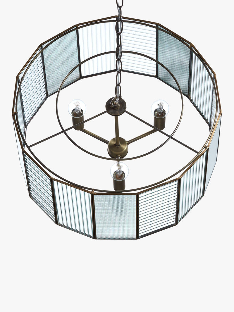 John Lewis Rhea ceiling pendant antique brass 3-light, imported from the UK