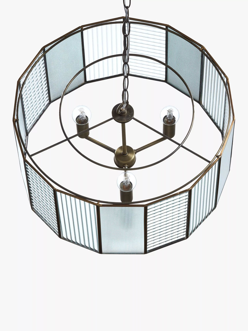 John Lewis Rhea ceiling pendant antique brass 3-light, imported from the UK