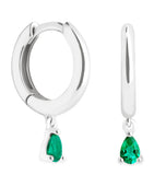 Astrid & Miyu white gold emerald pear huggie earrings - British product