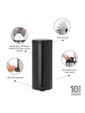 Brabantia newIcon 30L pedal bin stainless steel - British product
