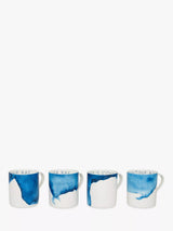 John Lewis Rick Stein Coves of Cornwall Set of 4 Bone China Mugs Blue White 300ml- Buy online at McGrocer