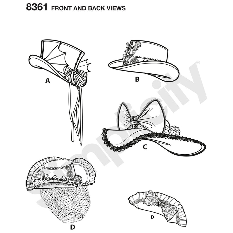 Simplicity women's costume hats sewing pattern 8361 (British brand)