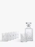 John Lewis clear crystal glass whisky decanter and six tumblers 7 piece set, UK version